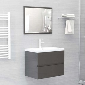 vidaXL 2 pcs conjunto móveis de casa de banho contraplacado cinzento
