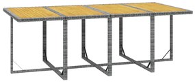 9 pcs conjunto jantar p/ jardim c/ almofadões vime PE cinzento
