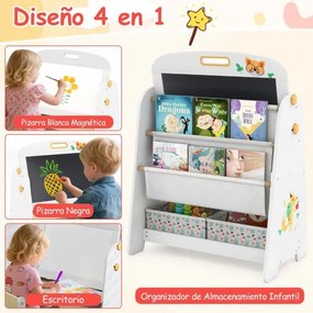 Conjunto de mesa e cadeira para crianças com quadro branco magnético e Quadro de giz Branco e natural
