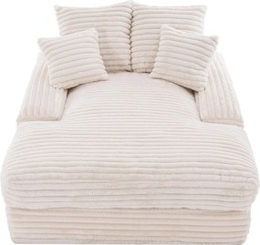 Chaise-longue de veludo cotelê de luxo com 4 almofadas destacáveis, Bege | AOSOM Portugal
