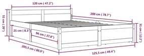 Estrutura de cama com gavetas 120x200 cm branco