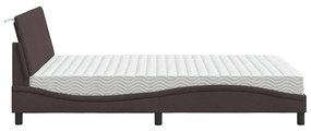 Cama com colchão 140x200 cm tecido castanho-escuro