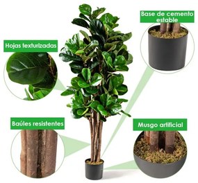 Planta artificial Figueira 1,5 m com folhas PEVA e vaso PP para decoração de casa e escritório Verde