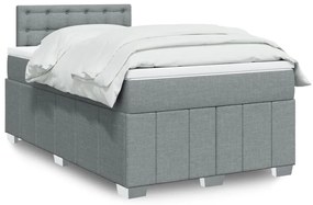 Cama boxspring com colchão 120x190 cm tecido cinzento-claro
