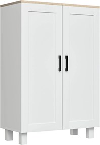 HOMCOM Armário de Sala de Estar Moderno Armário de Armazenamento com 2 Portas Prateleira Ajustável e Base Elevada 60x30x90 cm Branco | Aosom Portugal