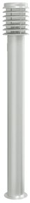 Candeeiro chão p/ exterior c/ tomada 110 cm aço inox. prateado