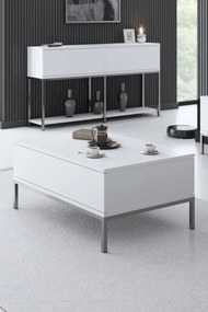 Mesa de Centro Lord – Branco/Prateado – 90x40x60 cm