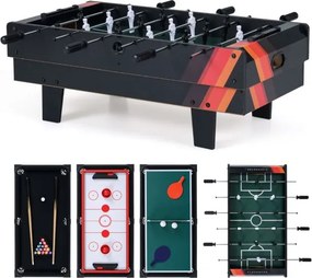 Mesa de jogos 4 em 1 81 x 43 x 30,5 cm com matraquilhos, bilhar, pingue-pongue e hóquei para crianças Preto