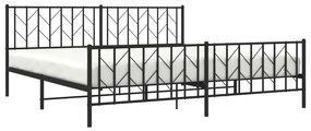 Estrutura de cama com cabeceira e pés 200x200 cm metal preto