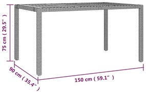 7 pcs conjunto de jantar p/ jardim c/ almofadões vime PE preto