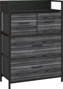HOMCOM Cômoda, Aparador, 4 Gavetas de Tecido, Design Industrial, 60x29x85cm, Preto | Aosom Portugal