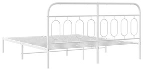 Estrutura de cama com cabeceira 160x200 cm metal branco