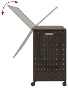 Cesto p/ roupa suja com rodas 66x35x60 cm vime castanho-escuro