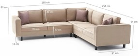 Sofá de Canto Kale – Creme – 258x83x258 cm