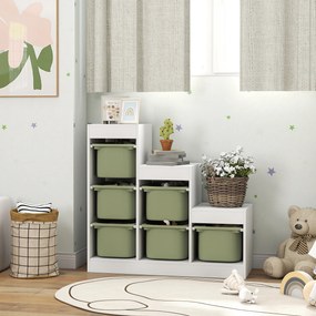 Móvel para Brinquedos, 96 x 38,5 x 90 cm, 6 Caixas Amovíveis, Verde
