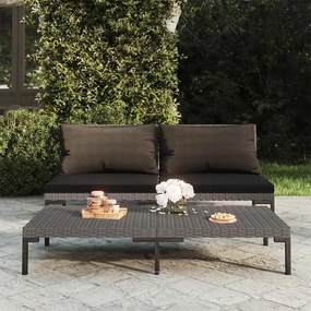 vidaXL Sofás de jardim com almofadões semicircular 2 pcs vime PE