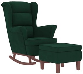 Cadeira baloiço c/ pernas de metal e banco veludo verde-escuro