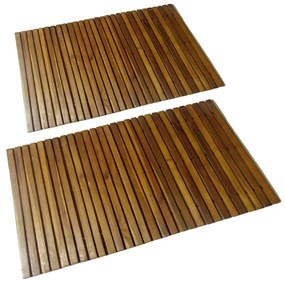 271768 vidaXL 2 pc Tapetes de banho de acácia 80 x 50 cm