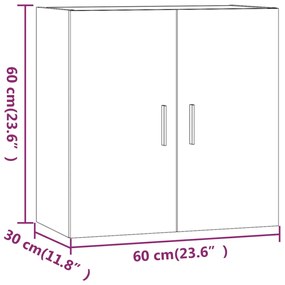 Armário parede 60x30x60 cm madeira processada carvalho fumado