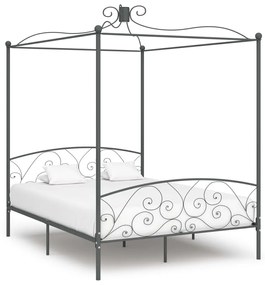 Estrutura de cama com dossel 160x200 cm metal cinzento