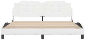 Estrutura cama c/ cabeceira 180x200 cm couro artificial branco