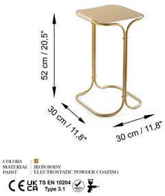 Mesa de Centro SHB-001-B – Dourado – 30x52x30 cm | Tribo Home