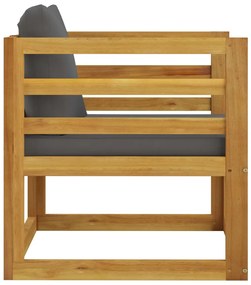 Cadeira de jardim c/ almofadões cinzento-escuro acácia maciça