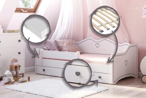 Cama juvenil Emma 180x80 cinza/branco - colchão e estrado incluído