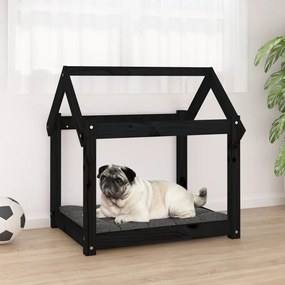 Cama para cães 71x55x70 cm madeira de pinho preto