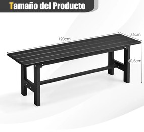 Banco jardim de exterior para 2 pessoas com estrutura metálica e assento de ripas Capacidade 300 kg para Pátio Jardim Varanda 120 x 36 x 40,5 cm Preto