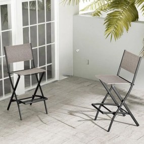 Conjunto de 2 cadeiras jardim altas dobráveis com estrutura metálica e apoio para os pés para varanda, jardim e piscina Capacidade de carga de 150 kg