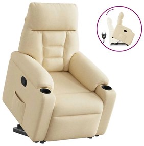 vidaXL Poltrona reclinável elevatória tecido cor creme