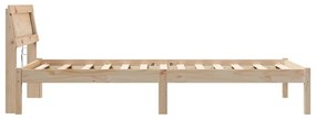 Estrutura da Cama com luzes de tira LED com cabeceira Castanho 90 x 19
