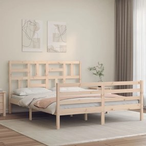 vidaXL Estrutura de cama com cabeceira 160x200 cm madeira maciça