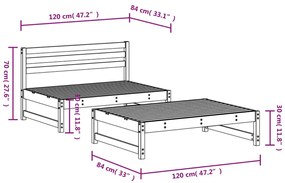 2 pcs conjunto lounge de jardim pinho maciço castanho-mel