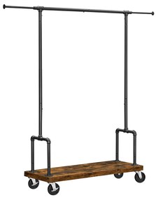 Suporte para roupas com varão extensível, prateleira e rodas. | VASAGLE | 104.5 x 40 x 160 cm | preto|marrom retrô | RGR110B01.