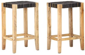 Bancos de bar 2 pcs 75 cm couro genuíno preto
