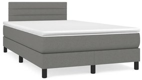 vidaXL Cama box spring c/ colchão e LED 120x190 cm tecido cinza-escuro