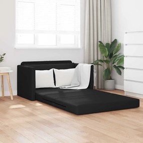 vidaXL Sofá de Chão Cama 2 em 1 Preto 124x71x78 cm Couro Sintético