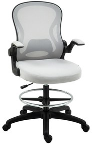 Vinsetto Cadeira de Escritório com Suporte Lombar Apoio para os Braços Dobrável e Altura Ajustável 59x65x102-122 cm Cinza