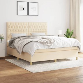 vidaXL Cama com molas/colchão 180x200 cm tecido cor creme