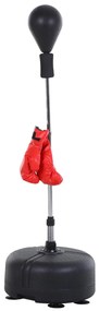 Pêra de boxe com Altura Ajustável e Base Refilável Pêra Boxe com Suporte e Luvas para Adultos e Adolescentes Ф48x136-154 cm Preto