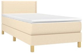 Cama box spring c/ colchão e LED 100x200 cm tecido cor creme