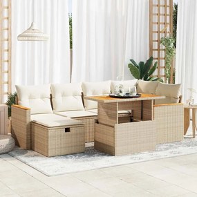 vidaXL 8 pcs conjunto de sofás p/ jardim com almofadões vime PE bege