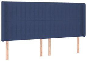 Cabeceira de cama c/ luzes LED tecido 163x16x118/128 cm azul