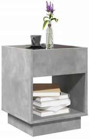 Mesa de centro luzes LED Infinity 40x40x50 cm cinzento cimento