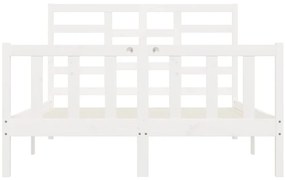 Cama sem colchão 160x200 cm madeira de pinho maciça branco