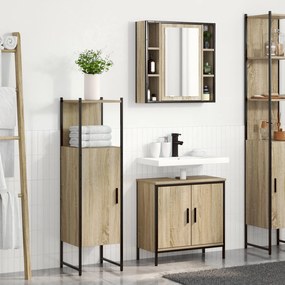 Conjunto de Móveis para Casa de Banho 3 Peças Carvalho Sonoma Madeira