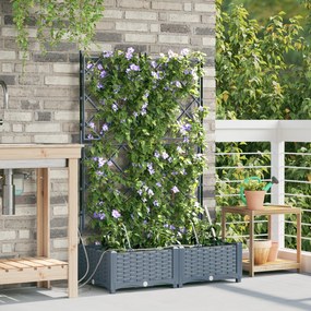 Jardineiras vidaXL com Sistema de Irrigação 2 pcs Cinza-claro
