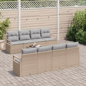 Conjunto de Sofá Jardim vidaXL com Almofadas Bege Polirattan